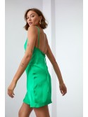 Green satin dress FG645